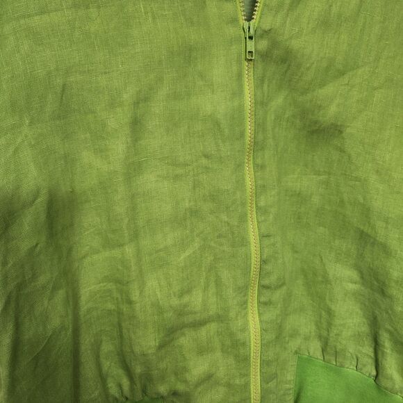 Silk Club Linen Full Zip Lightweight Jacket Woman's Large Green 1425 - Picture 6 of 7